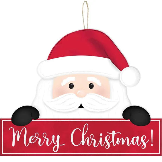 12.75"LX10"H MERRY CHRISTMAS SANTA SIGN - RED/WHITE/BLACK - AP8907