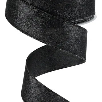 1.5"X10YD SHIMMER GLITTER - BLACK - RGC159602