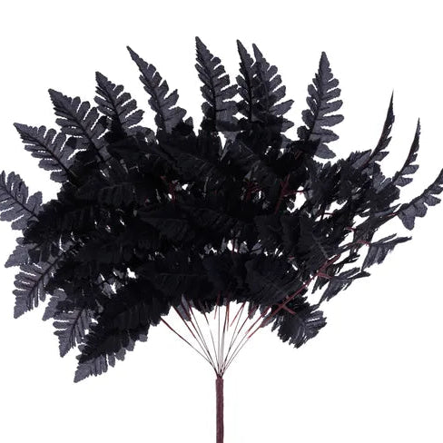 17"L PULL APART SILK LEATHER LEAF BUSH - BLACK - FG663602