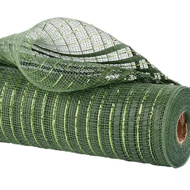 10.25"X10YD METALLIC X WIDE FILM BORDER MESH - MOSS GREEN/LIME GREEN - RY8038MA