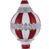 18"HX150MM DIA DIAMOND BALL FINIAL ORNAMENT - RED/WHITE/SILVER - XJ721045