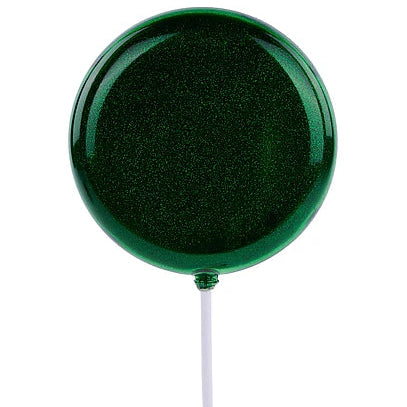 120MM GLITTER LOLLIPOP W/STICK, 11.75"OAL - EMERALD GREEN - XC120606