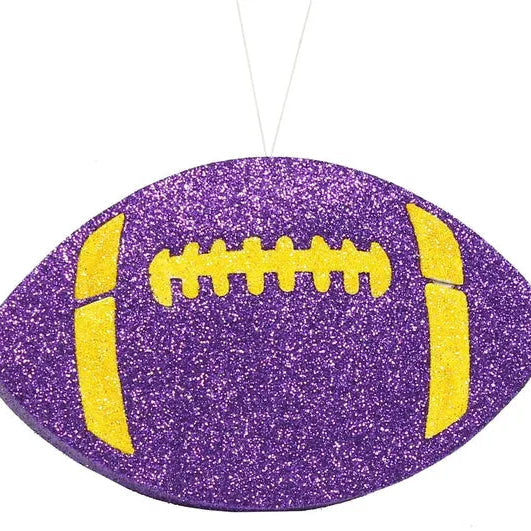 5"W X 3.125"H GLITTER FOOTBALL - PURPLE/YELLOW - MD0271E4