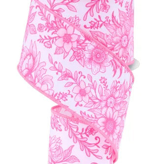 2.5"X10YD CHINOISERIE FLIRALS - WHITE/MULTI PINK - RGH114627