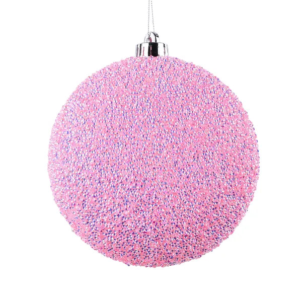 150MM DIAMOND SEQUIN 2D BALL ORNAMENT - PINK - XJ772022
