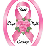 13"HX9"L PINK RIBBON W/ROSES OVAL SIGN - PINK/GREEN/WHITE/BLACK - AP7453