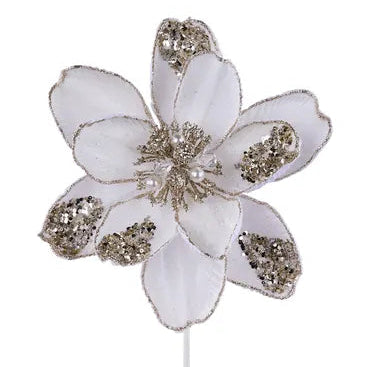 22"LX8.5"DIA GLITTER SEQUIN BEAF MAGNOLIA - CREAM - XS766933