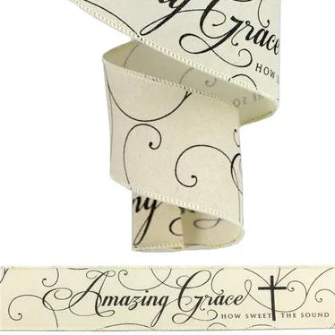 2.5"X10YD AMAZING GRACE, 21 REPEATS - CREAM/BLACK - RG01136C2