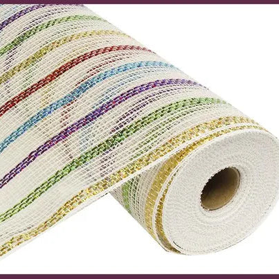 10.25"X10YD METALLIC POLY/FIBER MESH - WHITE/MULTI - RY801284