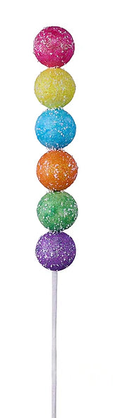 21"L GLITTER BALL SPIKE W/SNOW - PINK/YELLOW/BLUE/ORANGE/GREEN/LAVENDER - MN0539C2