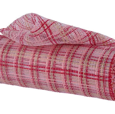 10"X10YD PLAID MESH - RED/BLUSH/NATURAL - RE13841J