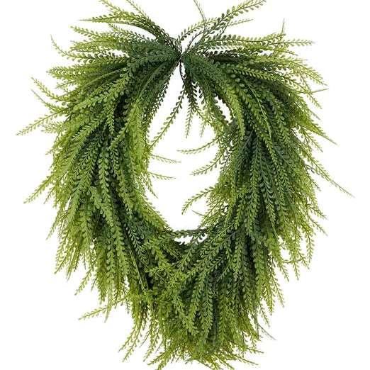 26"LX17"W DRAPED BUTTON FERN WREATH - TT GREEN - FG688535