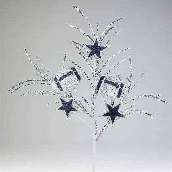 29"OAL GLITTER FOOTBALL/STAR PICK - SILVER/NAVY - MZ187960