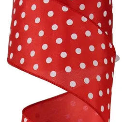 2.5"X10YD SMALL POLKA DOT - RED/WHITE - RG100324
