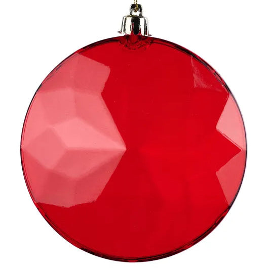 120MM FACETED FLAT DIAMOND ORNAMENT - RED - XJ755324