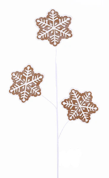30"L FELT/FABRIC SNOWFLAKE SPRAY - WHITE/TAN - XP384645