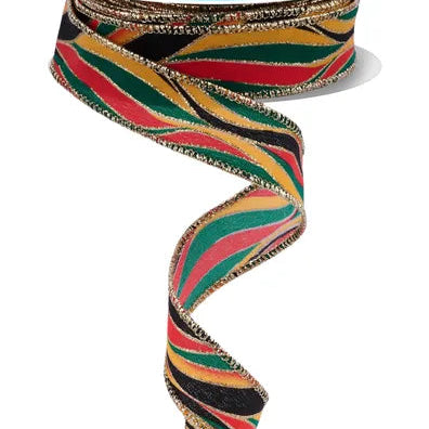 7/8"X10YD WAVY STRIPES - RED/EMERALD/GOLD/BLACK - RGF793636