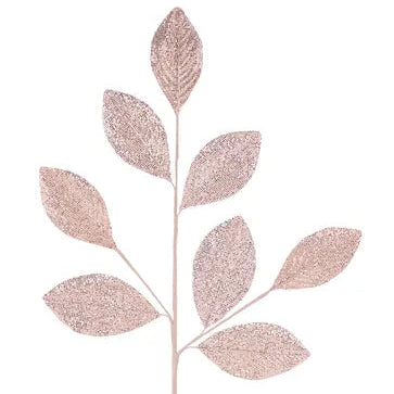 30"L METALLIC/GLITTER LEAF SPRAY - CHAMPAGNE - XS247435