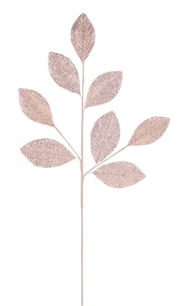 30"L METALLIC/GLITTER LEAF SPRAY - CHAMPAGNE - XS247435