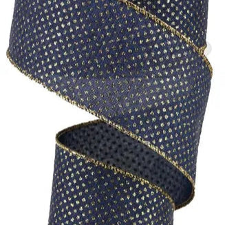 2.5"X10YD GLITTER MICRO DOT ON ROYAL - NAVY BLUE/LIGHT GOLD - RGA1732EE