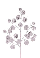 28"L GLITTER ROUND LEAF SPRAY - SILVER - XS241326