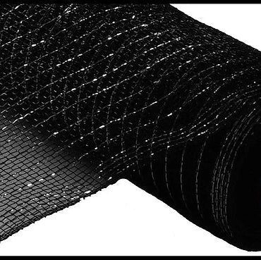 10"X10YD METALLIC MESH - BLACK W/ BLACK FOIL - RE130102