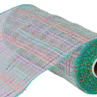 10"X10YD VERTICAL FOIL PLAID MESH - LIME/PINK/BLUE/LAVENDER - RE1368XJ