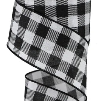 2.5"X10YD BUFFALO PLAID ON ROYAL - WHITE/BLACK - RG0180627