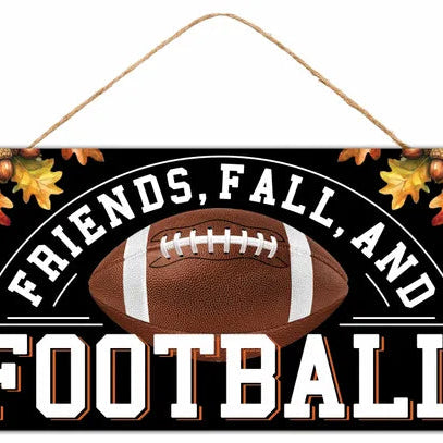 12.5"LX6"H MDF FRIENDS, FALL & FOOTBALL - BLACK/WHITE/BROWN/ORANGE - AP7458