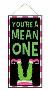 12.5"H X 6"L YOU'RE A MEAN ONE GLITTER - BLACK/LIME/PINK/WHITE - AP788922