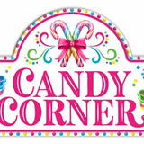 15"LX8"H CANDY CORNER STREET SIGN - WHITE/HOT PINK/LIME/BLUE - MD1883