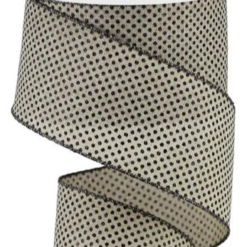 2.5"X10YD GLITTER MICRO DOT ON ROYAL - NATURAL/BLACK - RGA17329A