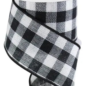 2.5"X10YD WOVEN FLANNEL CHECK - WHITE/BLACK - RGA1514X6