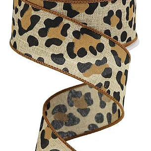 1.5"X10YD LEOPARD PRINT/ROYAL - LIGHT BEIGE/BLACK/BROWN - RGB139701