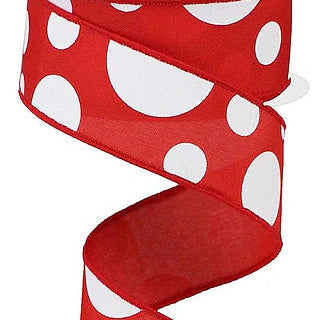 1.5"X10YD GIANT THREE SIZE DOT - RED/WHITE - RGB114824