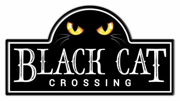 15"LX8"H BLACK CAT STREET SIGN - BLACK/WHITE/YELLOW - MD1882
