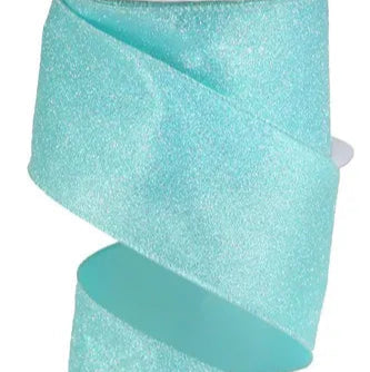 2.5"X10YD IRIDESCENT GLITTER ON SATIN - ROBIN EGG BLUE/IRIDESCENT - RGA18173F