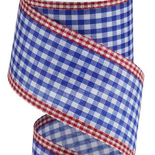 2.5"X10YD GINGHAM CHECK/EDGE - ROYAL BLUE/WHITE/RED - RGA1716A1