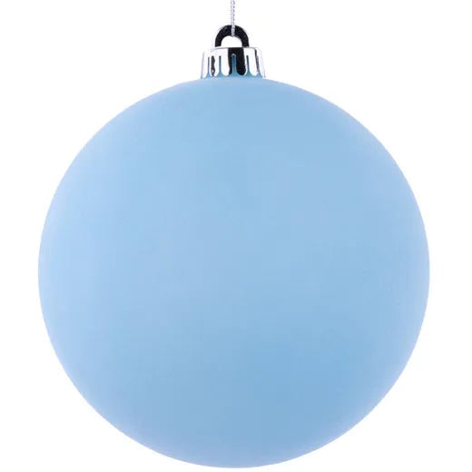 150MM SMOOTH FLOCKED BALL ORNAMENT - LIGHT BLUE - XH115014