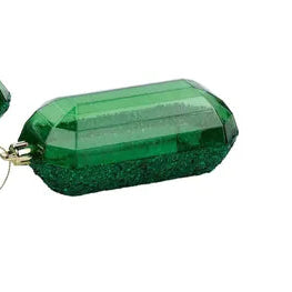 5.25"L LASER GLITTER GEM ORNAMENT - SQUARE - EMERALD GREEN - XJ552306
