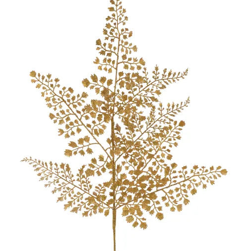 23"L GLITTER MAIDENHAIR FERN SPRAY X7 - LASER GOLD - XS236708