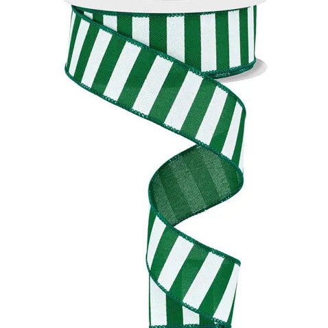 1.5"X10YD MEDIUM HORIZONTAL STRIPE - EMERALD/WHITE - RGE193506