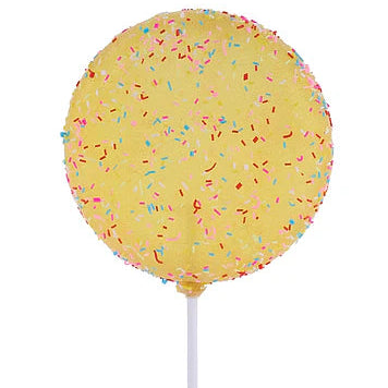 120MM GLITTER SPRINKLE LOLLIPOP W/STICK, 11.75"OAL - YELLOW - XC120429