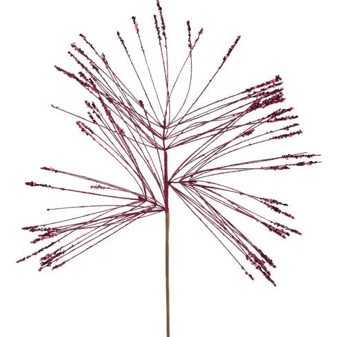 23"L GLITTER LONG NEEDLE PINE PICK - BURGUNDY - XS255705