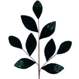 27"L VELVET/GLITTER MAGNOLIA LEAF SPRAY X9 - HUNTER GREEN - XS255212