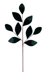 27"L VELVET/GLITTER MAGNOLIA LEAF SPRAY X9 - HUNTER GREEN - XS255212