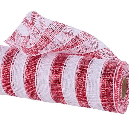 10"X10YD STRIPE MESH - RED/WHITE STRIPE - RE1316C4