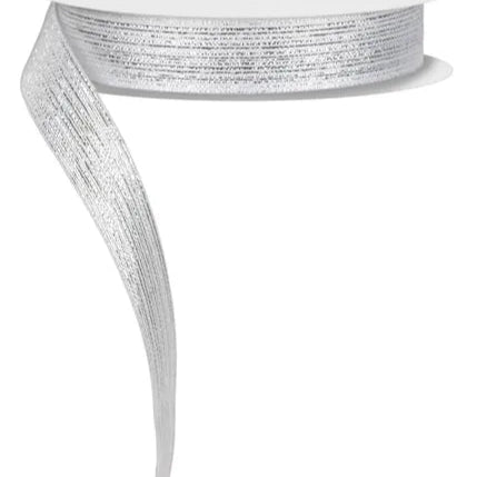 5/8"X25YD GLITTER STRIPE/METALLIC/HOT CUT - SILVER - RJ206626