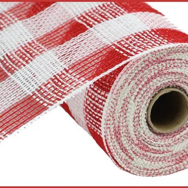 10.25"X10YD FIBER/FAUX JUTE CHECK MESH - RED/WHITE - RY830749