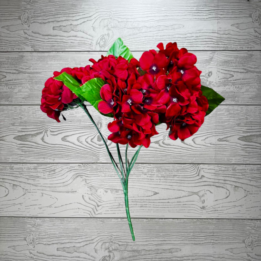 RED HYDRANGEA BUSH X5 - B20230-RED